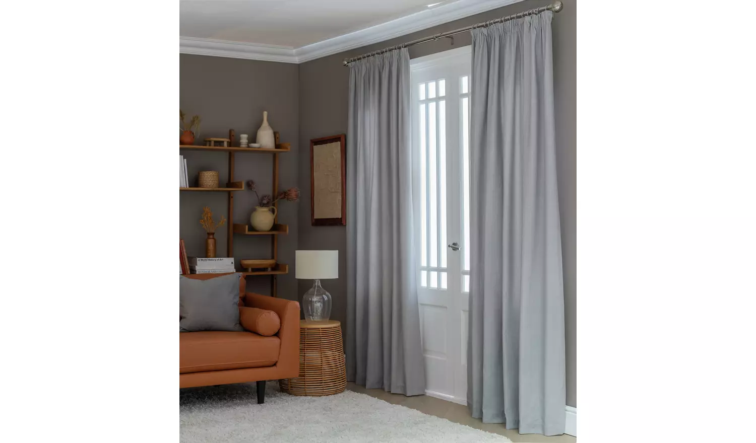 Habitat Herringbone Fully Lined Pencil Pleat Curtains - Grey