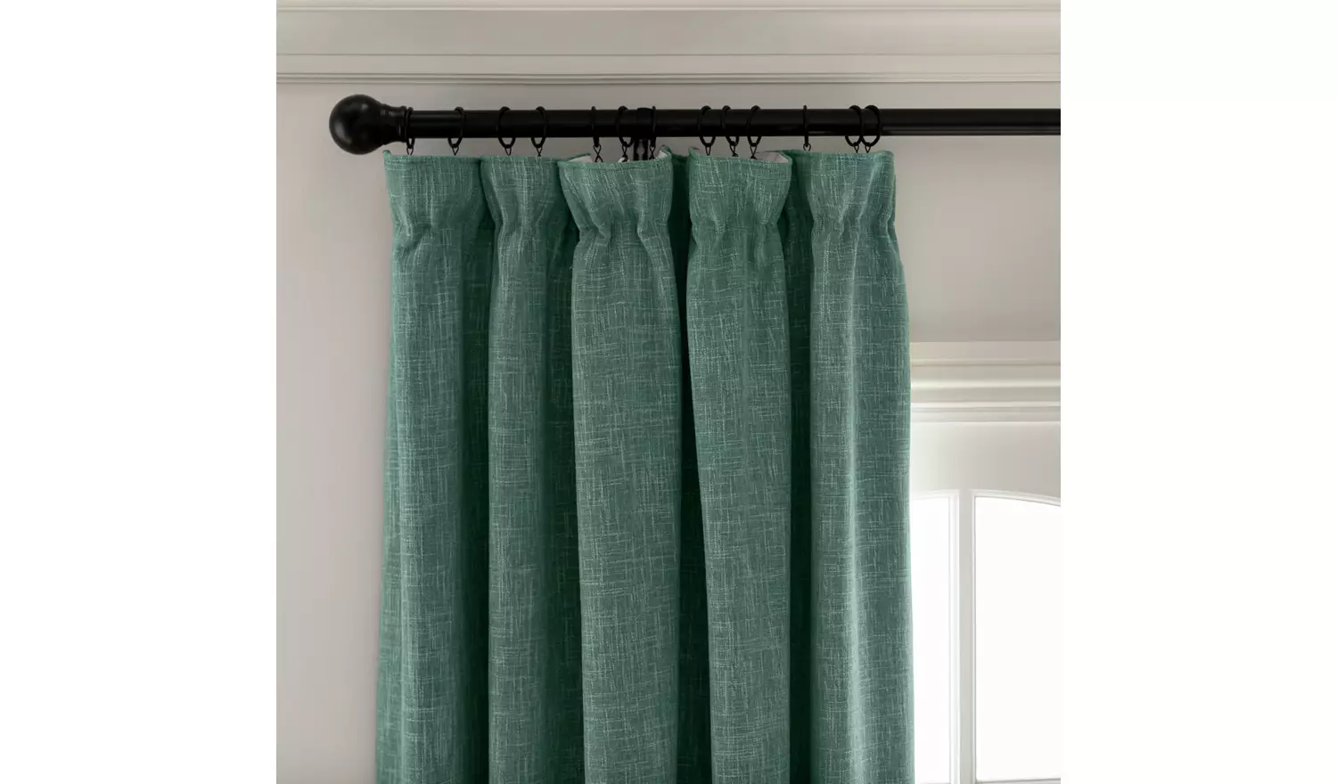 Habitat Linen Look Blackout Pencil Pleat Curtains - Green