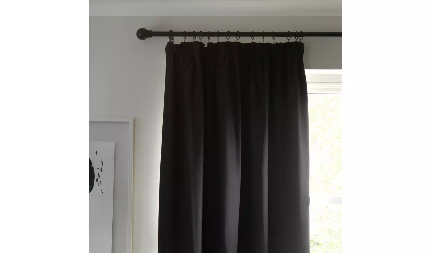 Habitat Blackout Plain Pencil Pleat Curtains -Black