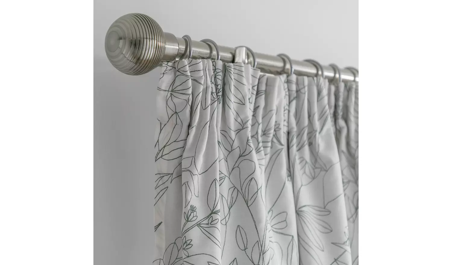 Habitat Floral Blackout Pencil Pleat Curtains -Green & White