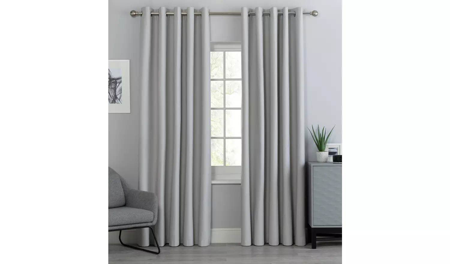 Habitat Plain Blackout Eyelet Curtains - Grey