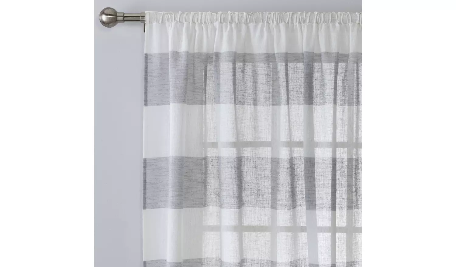 Habitat Striped Linen Pencil Pleat Curtains Panel - Grey