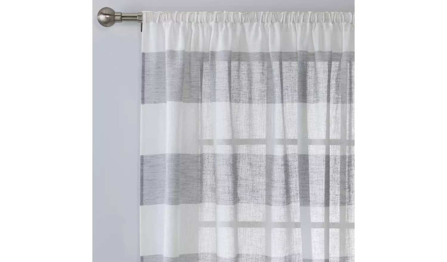 Habitat Striped Linen Pencil Pleat Curtains Panel - Grey