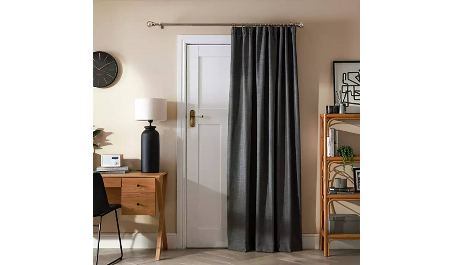 Argos Home Thermal Door Curtain - Charcoal