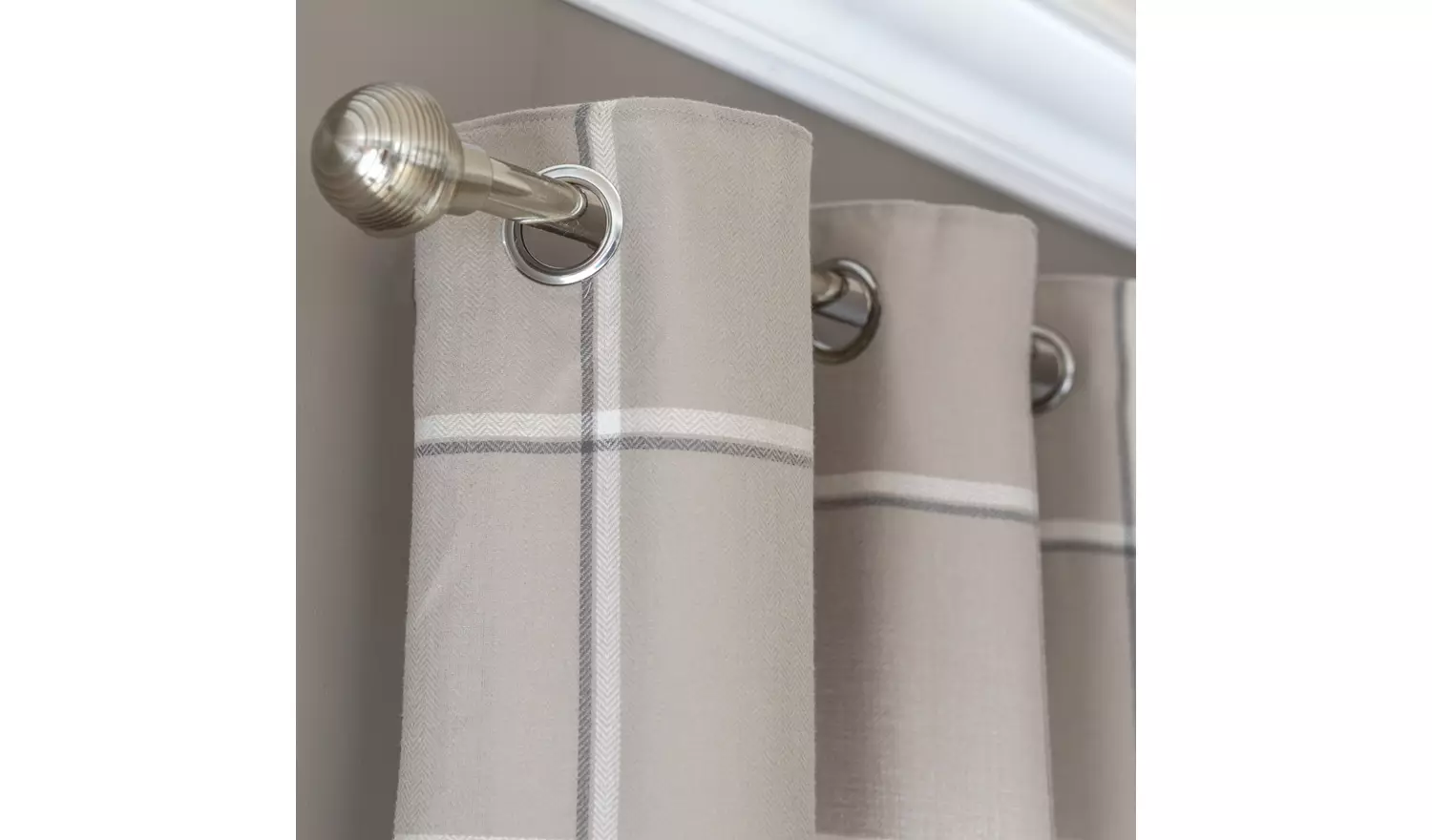Habitat Square Check Fully Lined Eyelet Curtains - Natural
