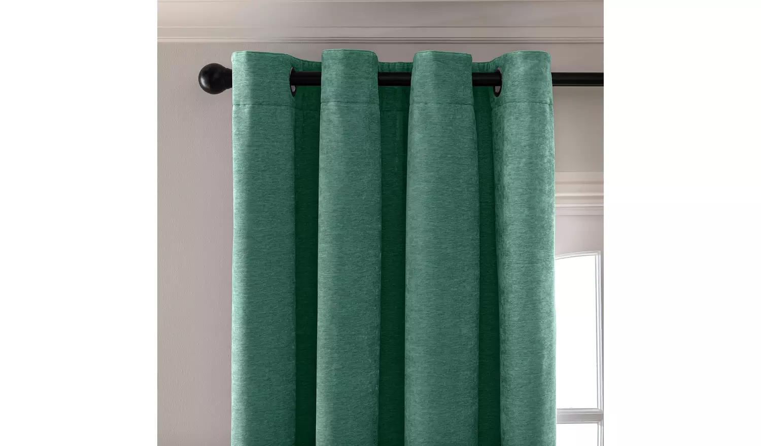 Habitat Plain Chenille Blackout Lined Eyelet Curtains -Green