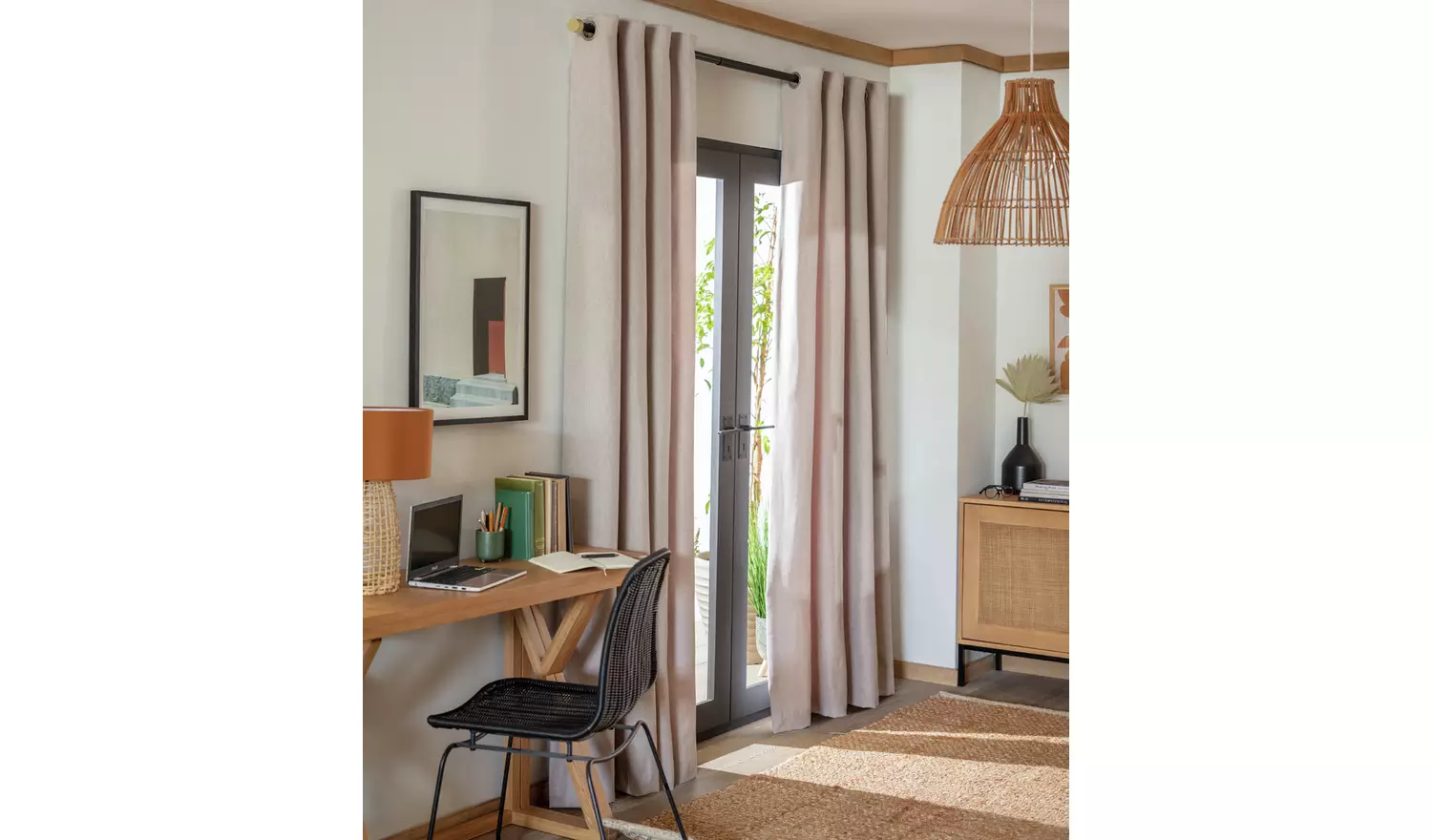 Habitat Brushed Thermal Eyelet Curtains - Oatmeal