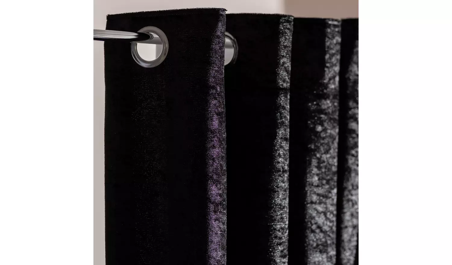 Argos Home Crushed Velvet Fully Lined Eyelet Curtains -Black