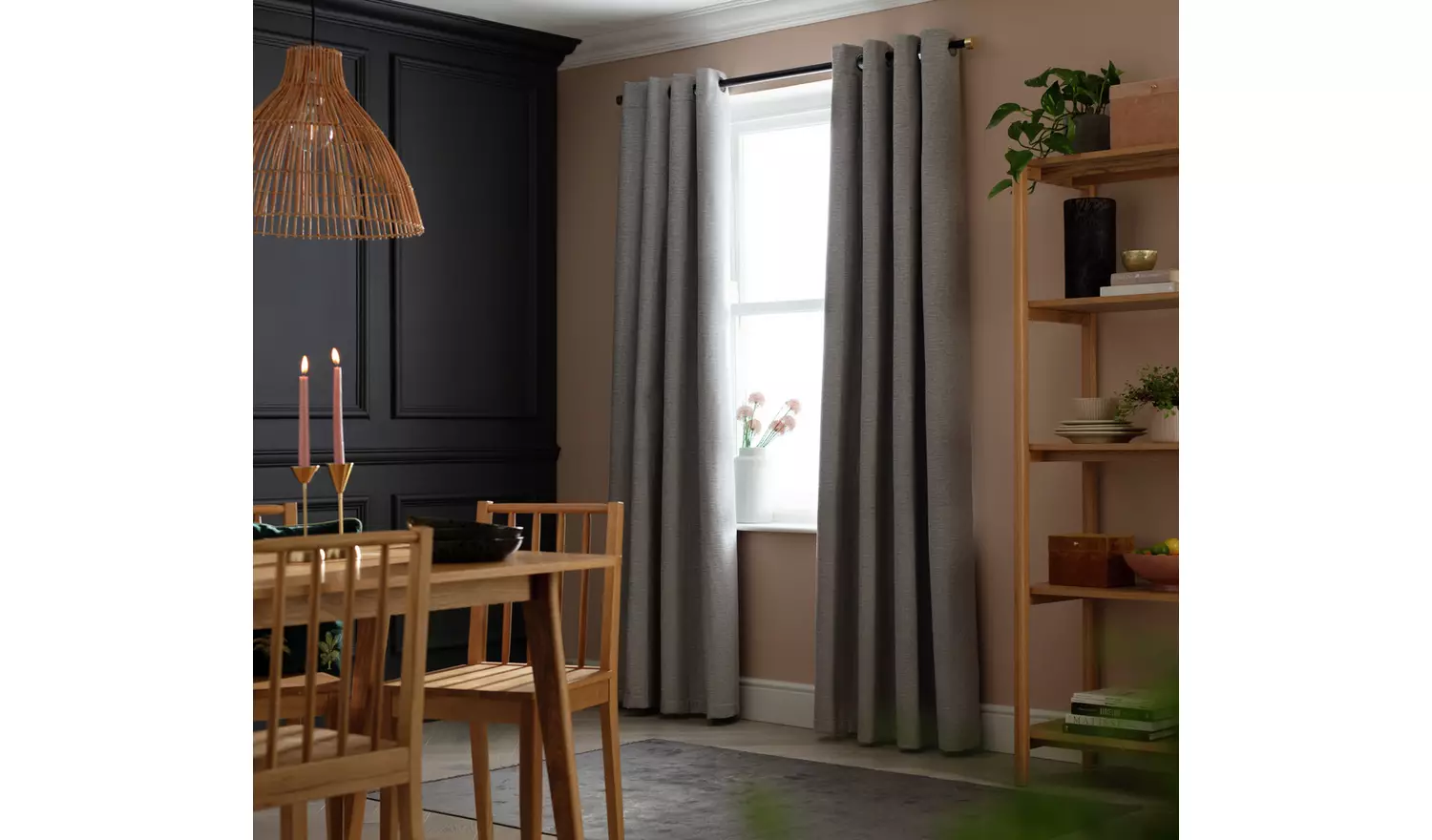 Habitat Plain Slub Chenille Eyelet Curtains - Grey