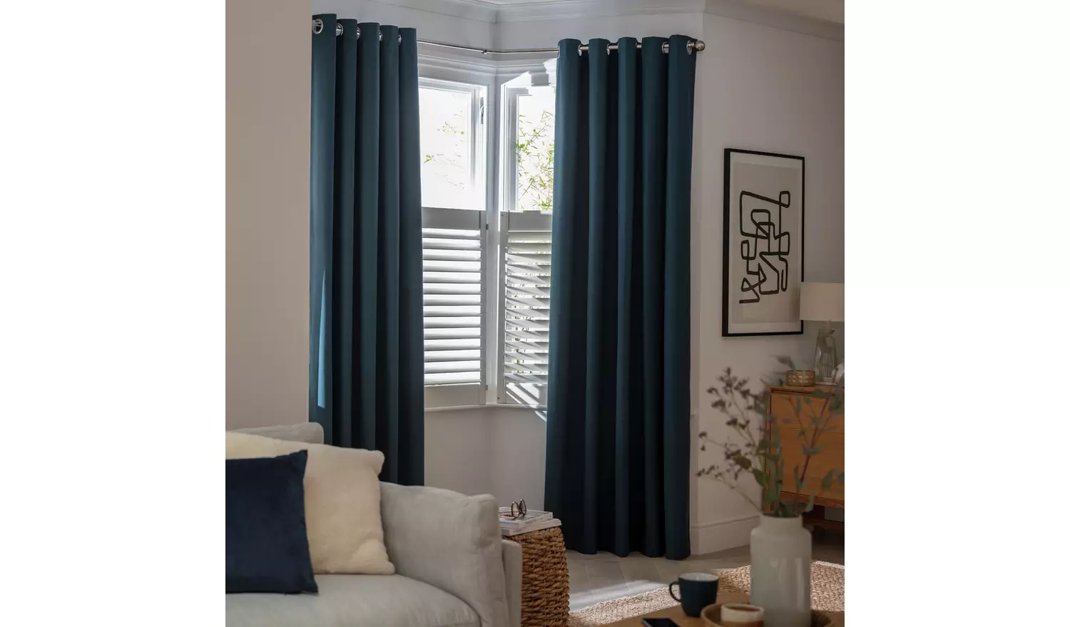 Habitat Plain Blackout Eyelet Curtains - Dark Teal
