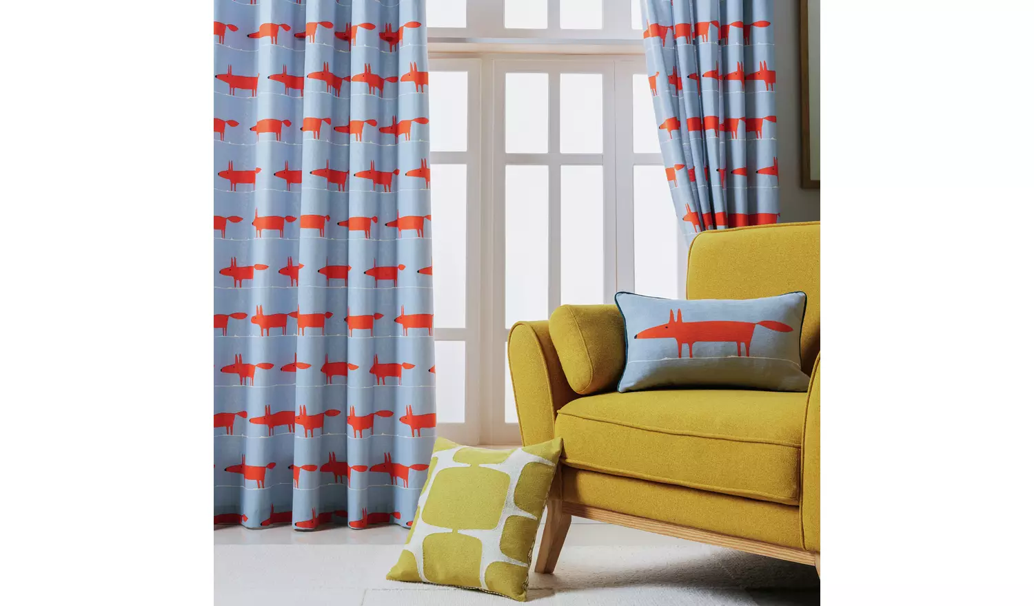 Habitat x Scion Mr Fox Lined Eyelet Curtains - Multicoloured