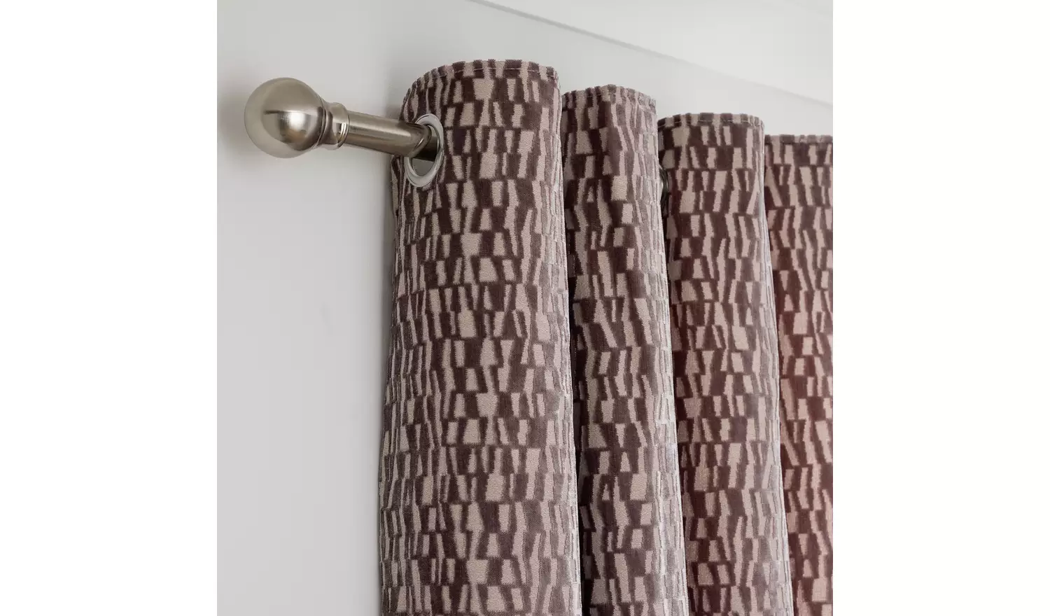 Habitat Velvet Geo Jacquard Curtains - Natural