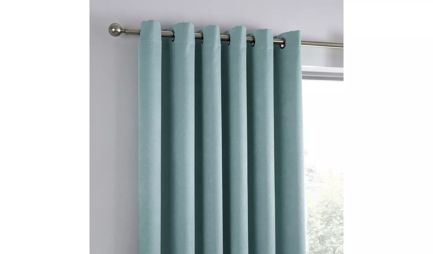 Fusion Strata Dim Out Woven Eyelet Curtains - Duck Egg