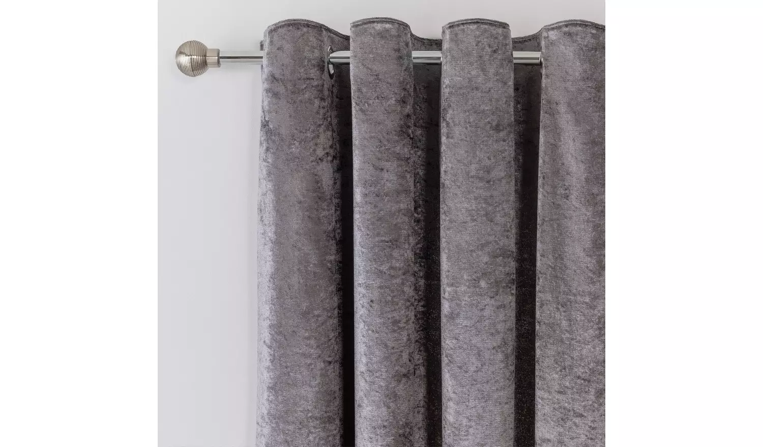 Argos Home Crushed Velvet Lined Eyelet Curtains - Charcoal
