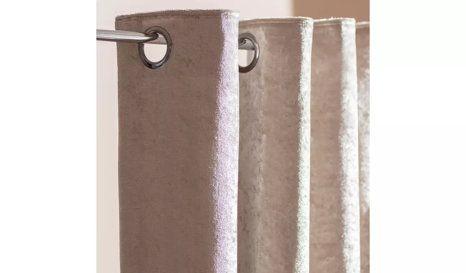 Argos Home Crushed Velvet Lined Eyelet Curtains - Champagne