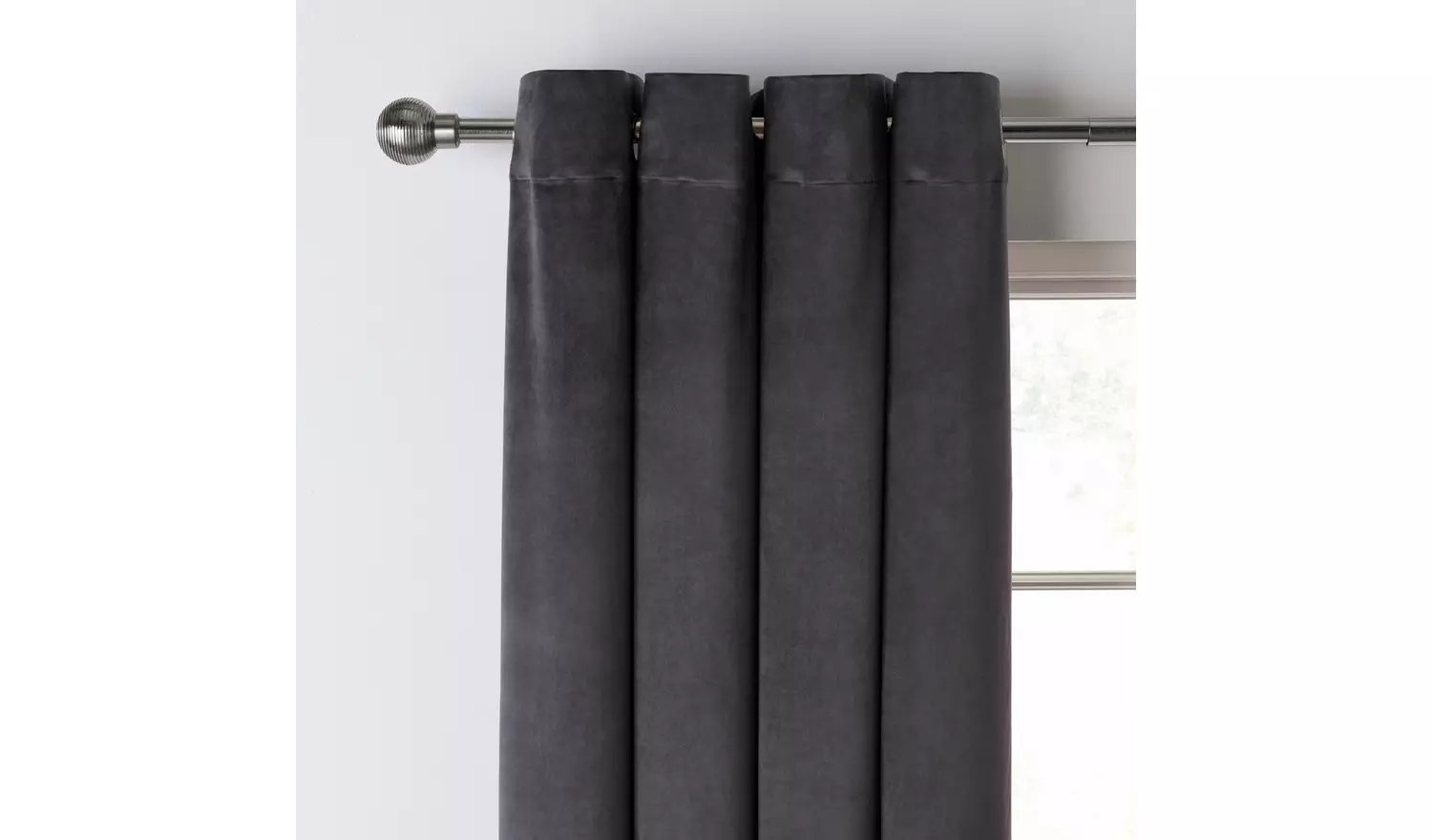 Habitat Plain Matt Velvet Dimout Eyelet Curtains - Grey