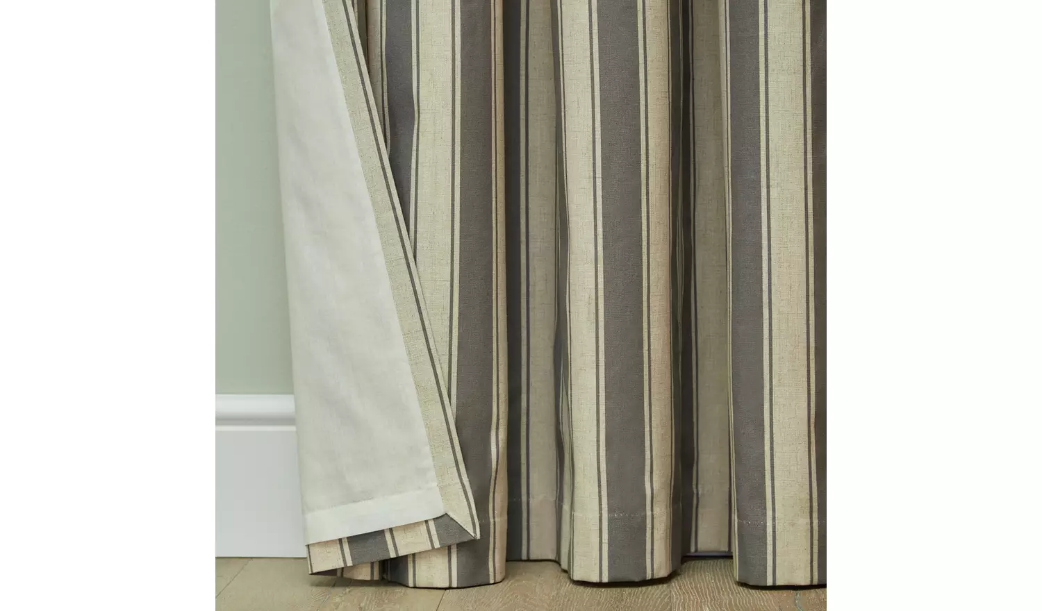 Habitat Stripe Printed Lined Eyelet Curtains - Charcoal