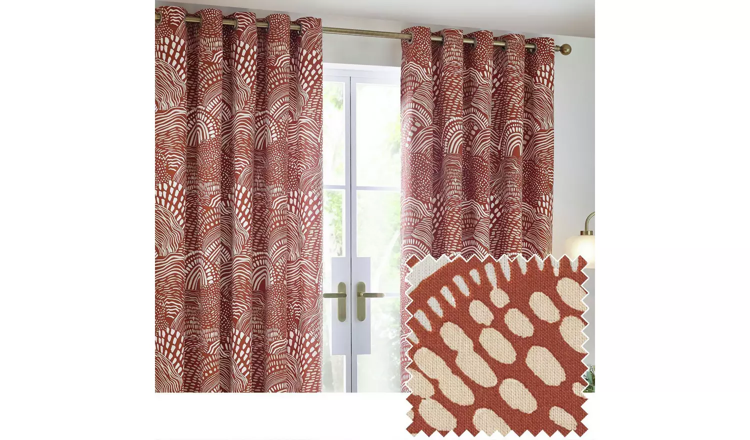 Hoem Nola Fully Lined Eyelet Curtains - 229x183cm