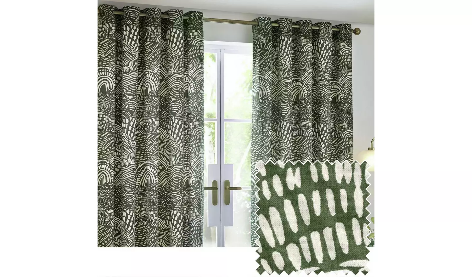 Hoem Nola Fully Lined Eyelet Curtains - 117x137cm