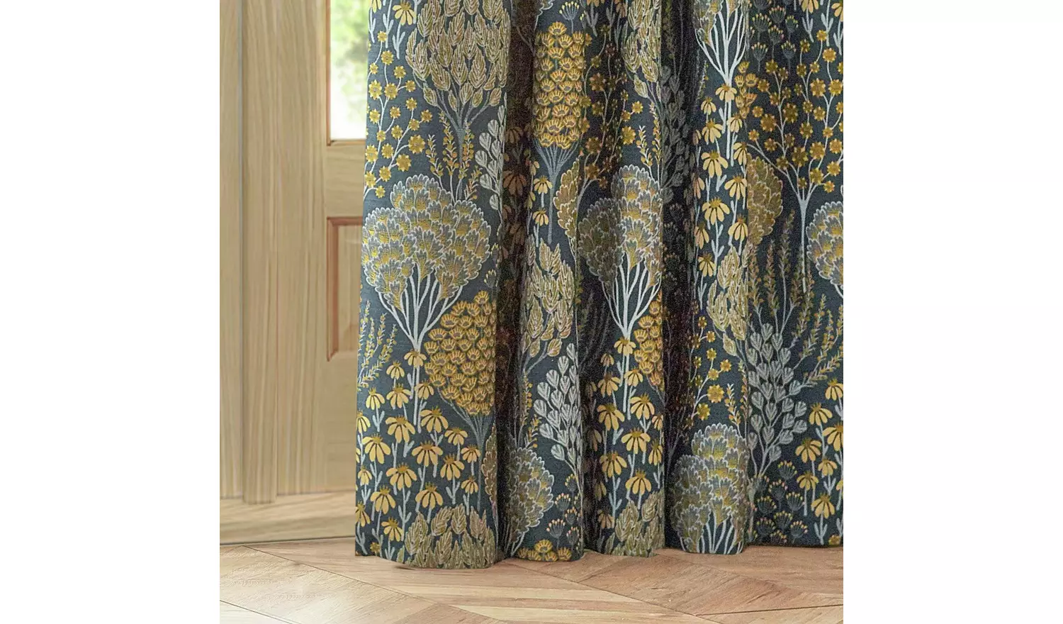 Wylder Ophelia Pencil Pleat Curtains - Blue - 168x137cm