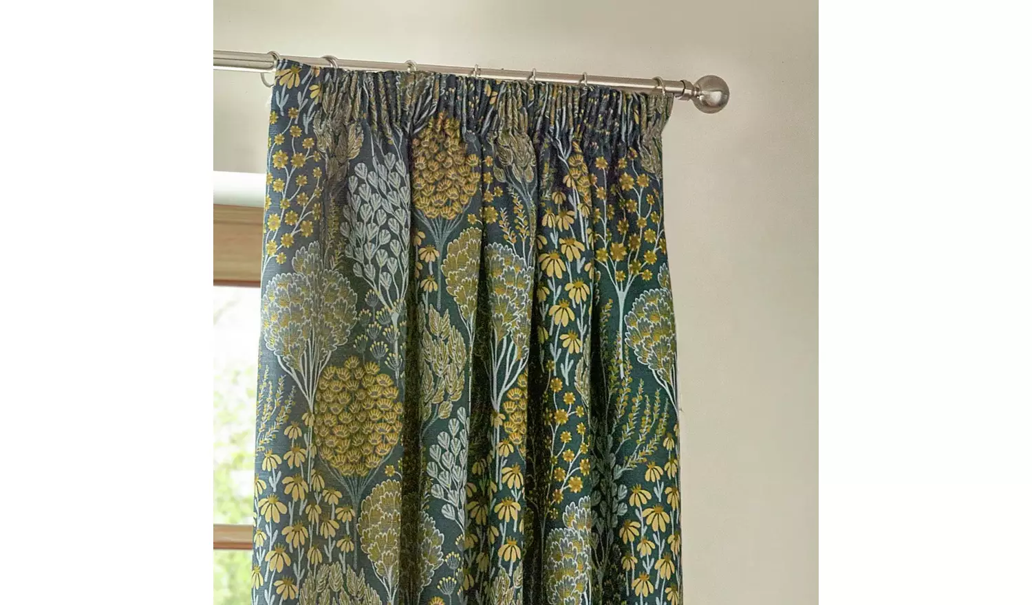 Wylder Ophelia Pencil Pleat Curtains - Blue - 229x183cm