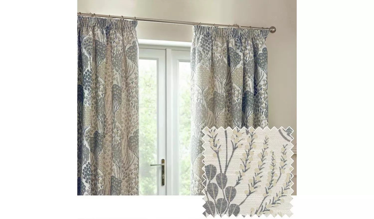 Wylder Ophelia Pencil Pleat Curtains - Beige - 117x137cm