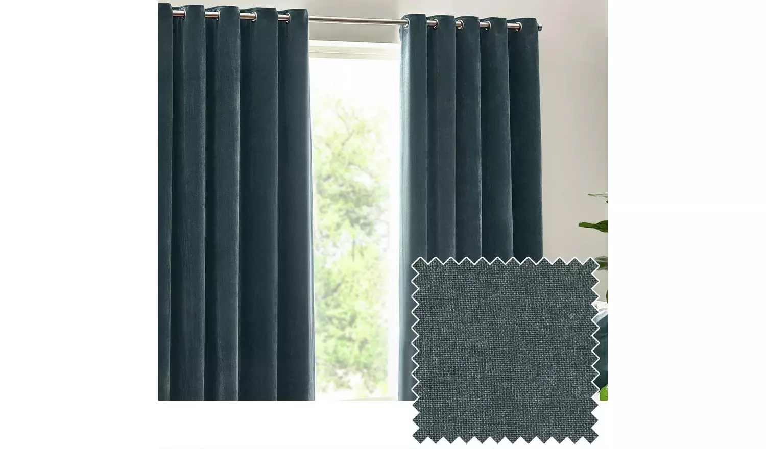 Yard Chenille Fully Lined Eyelet Curtains- Marine- 229x137cm