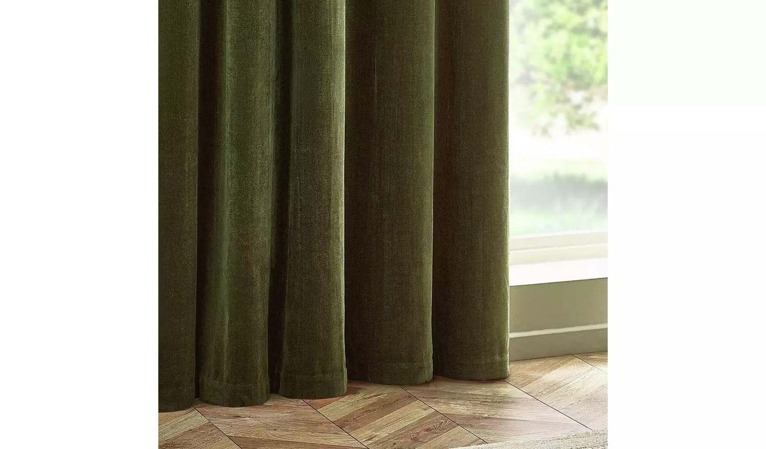 Yard Chenille Fully Lined Eyelet Curtains- Olive - 168x137cm