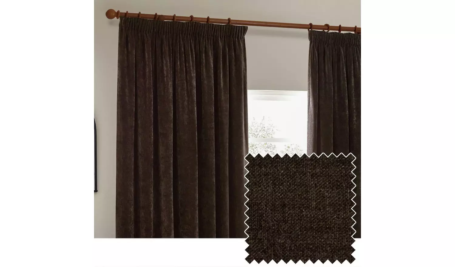 Yard Chenille Fully Lined Pencil Pleat Curtains - 117x183cm
