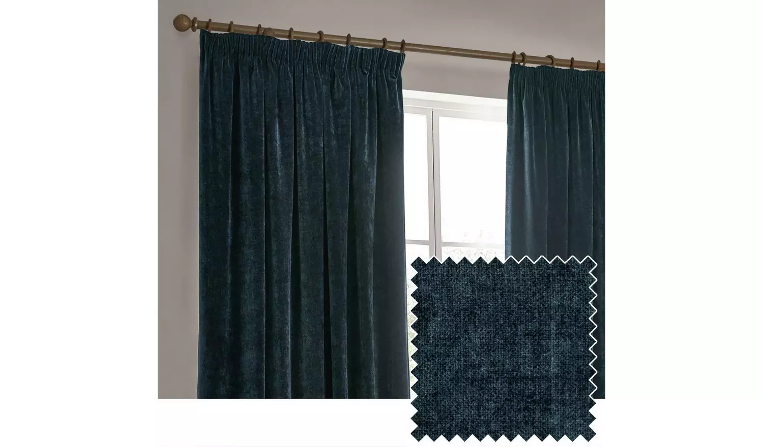 Yard Chenille Pencil Pleat Curtains - Navy - 168x183cm