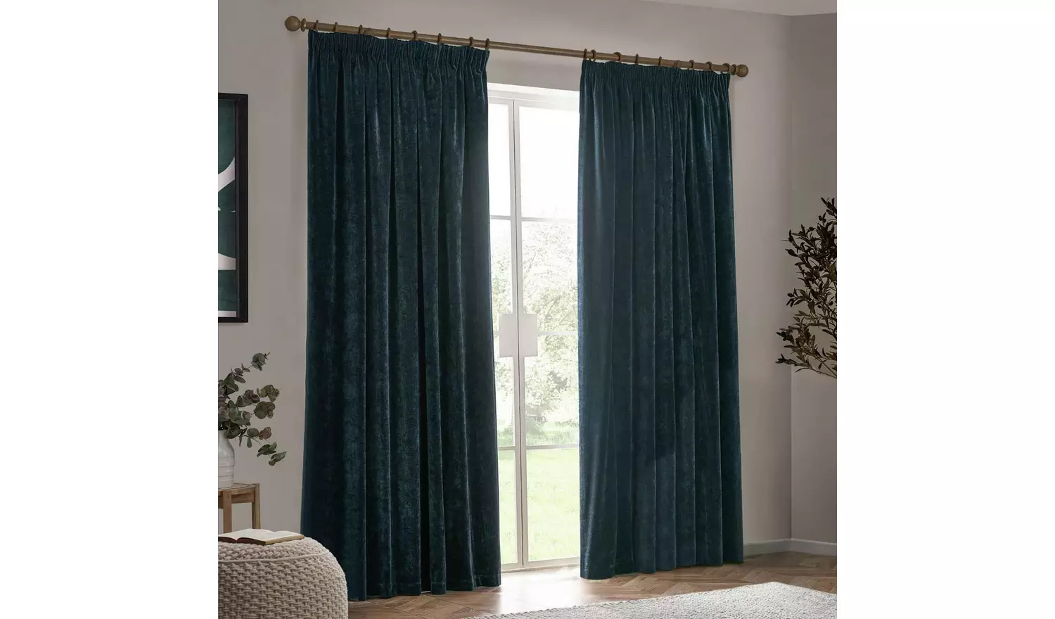 Yard Chenille Pencil Pleat Curtains - Navy - 168x183cm