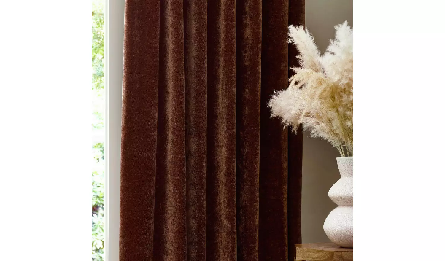 Yard Chenille Pencil Pleat Curtains - Nutmeg - 229x137cm