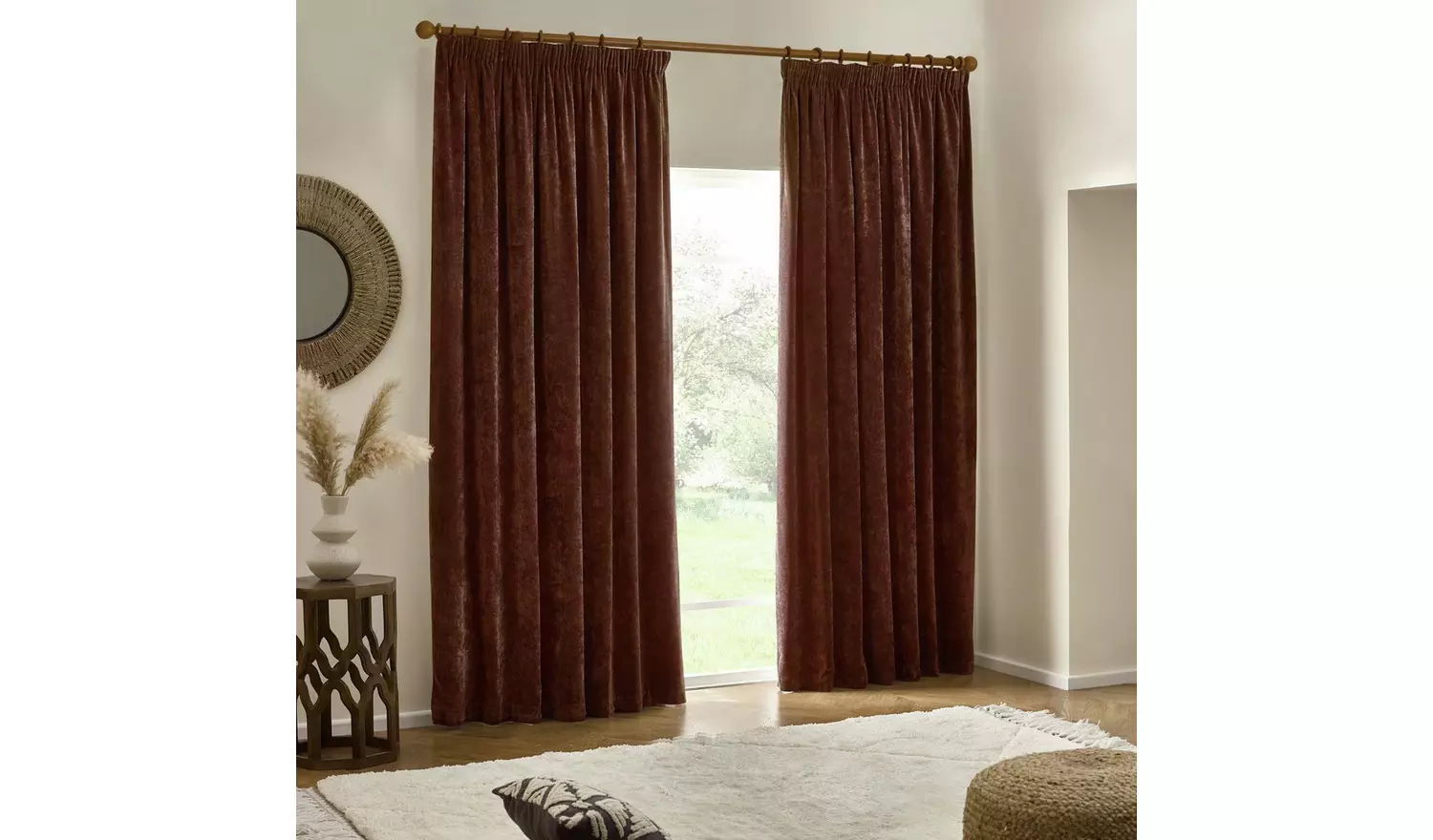 Yard Chenille Pencil Pleat Curtains - Nutmeg - 229x137cm