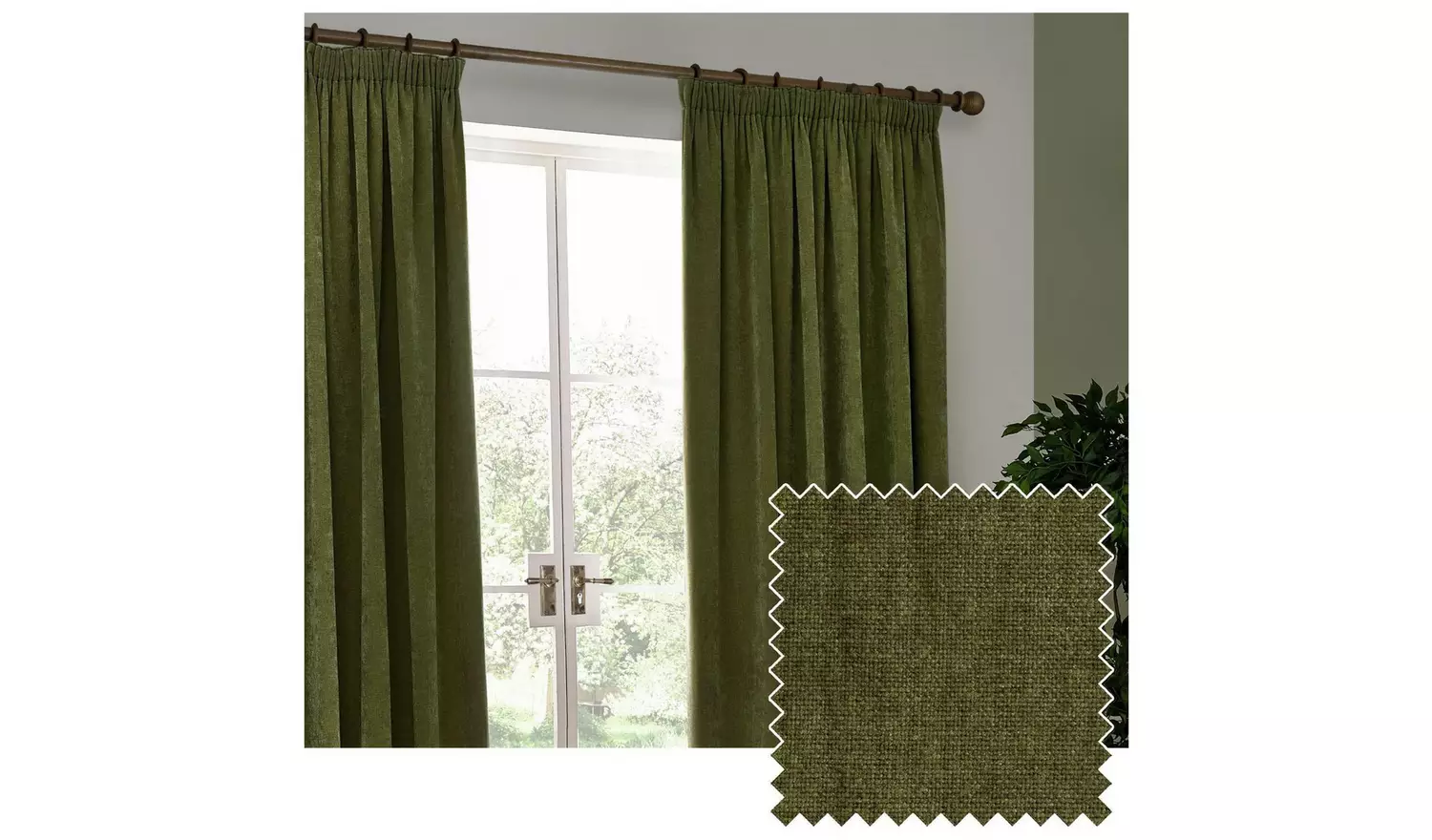 Yard Chenille Fully Lined Pencil Pleat Curtain - 168x137cm