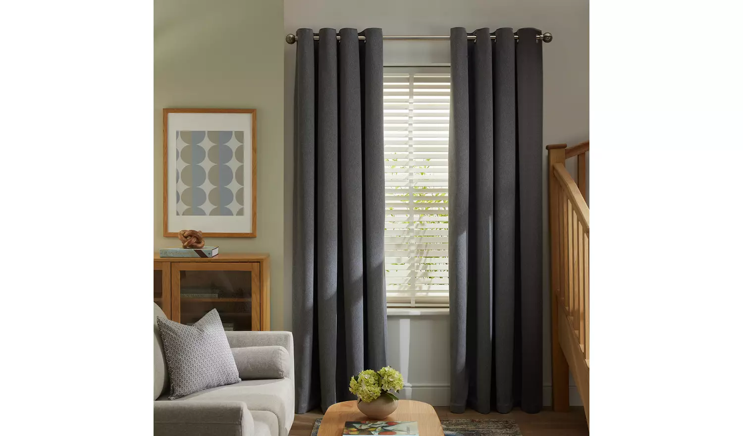 Habitat Textured Plain Blackout Lined Eyelet Curtains - Grey