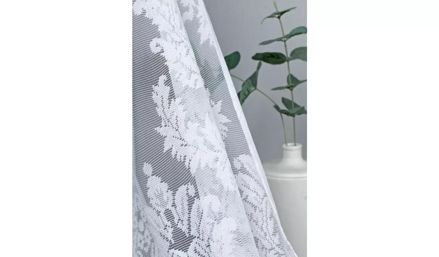 Argos Home Damask Net Pencil Pleat Floral Curtains - White