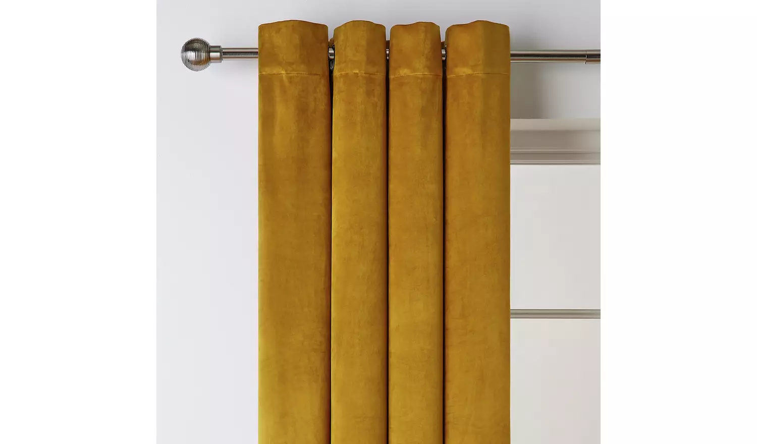 Habitat Plain Matt Velvet Dimout Eyelet Curtains - Mustard