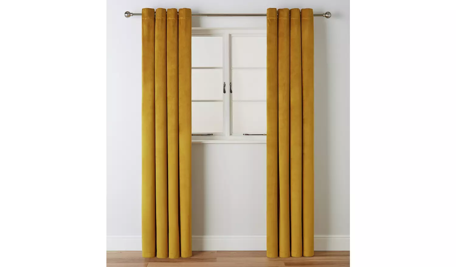 Habitat Plain Matt Velvet Dimout Eyelet Curtains - Mustard