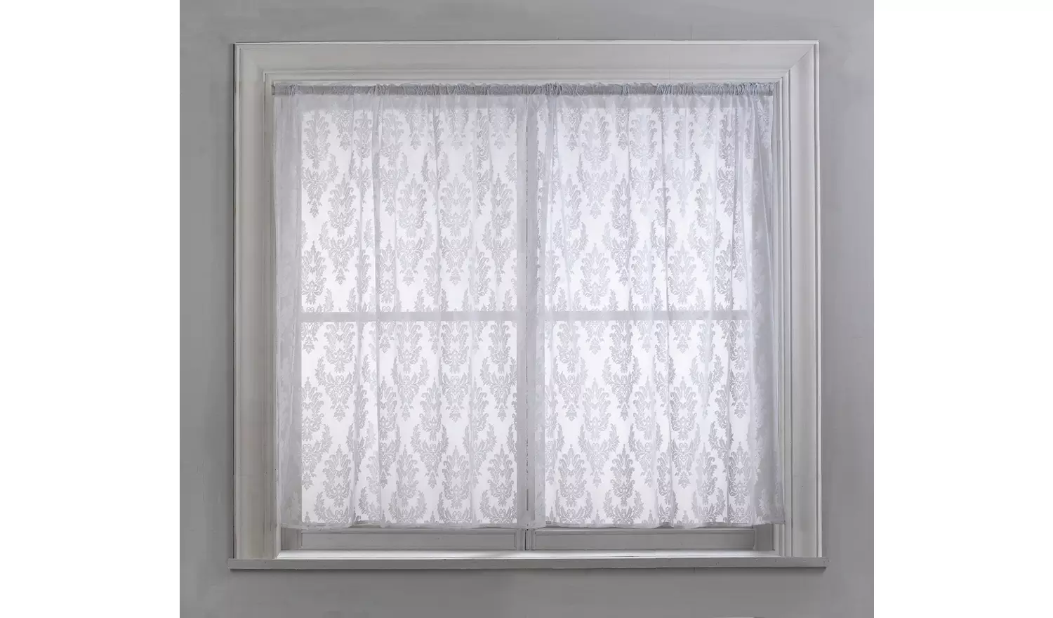 Argos Home Damask Net Pencil Pleat Floral Curtains - White