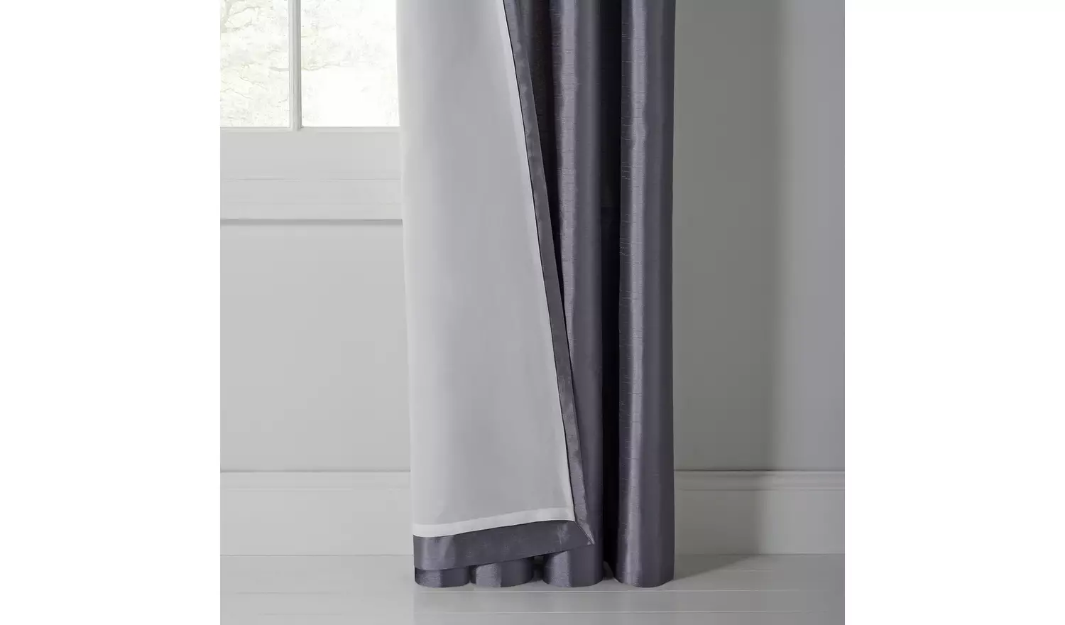 Habitat Faux Silk Fully Lined Eyelet Curtains - Dove Grey