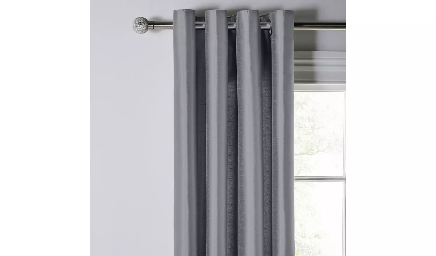 Habitat Faux Silk Fully Lined Eyelet Curtains - Dove Grey