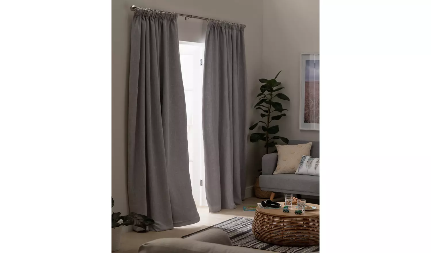 Habitat Blackout Lined Pencil Pleat Curtains - Dove Grey