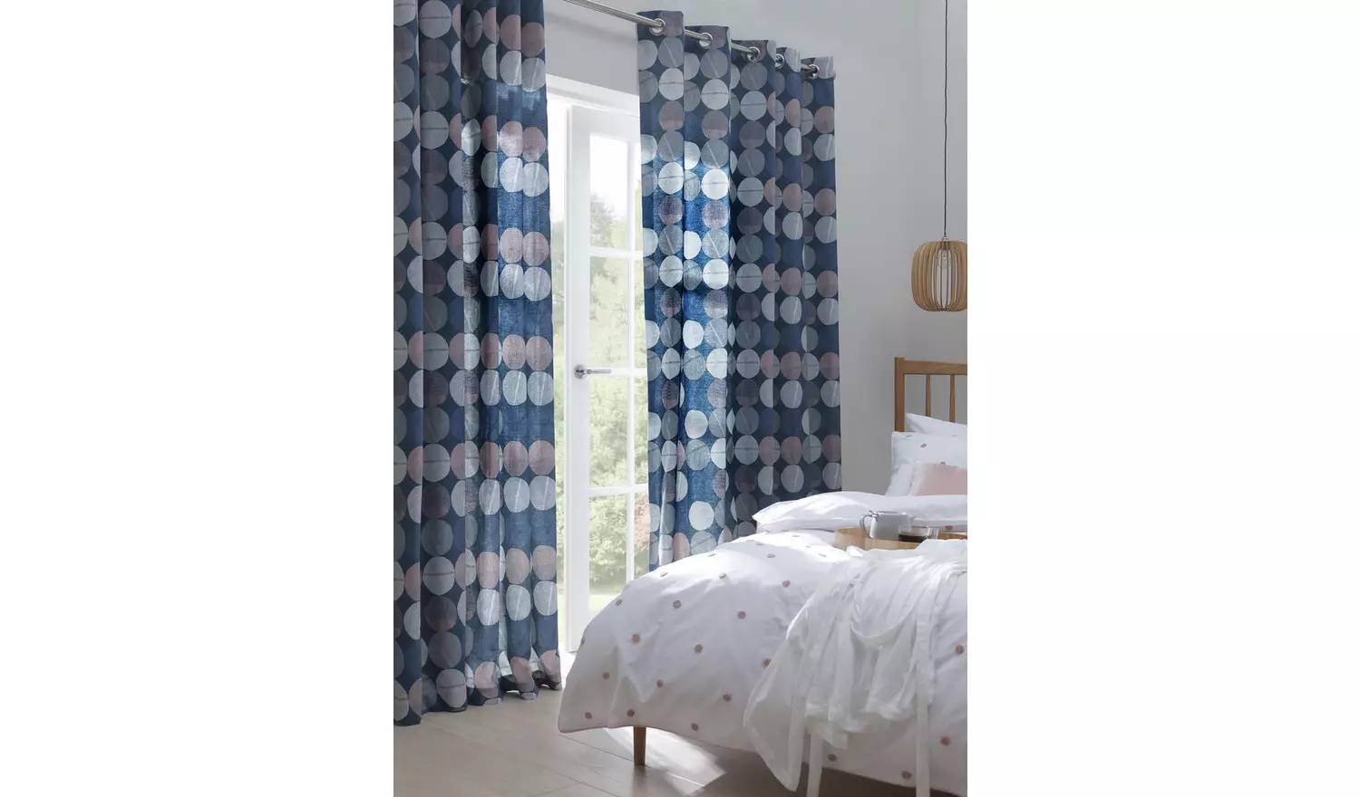 Habitat Skandi Spot Fully Lined Eyelet Curtains - Multi