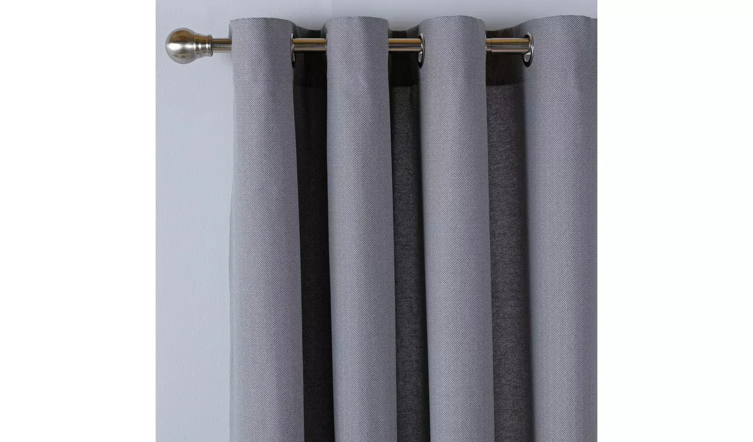 Habitat Herringbone Fully Lined Eyelet Curtains - Grey