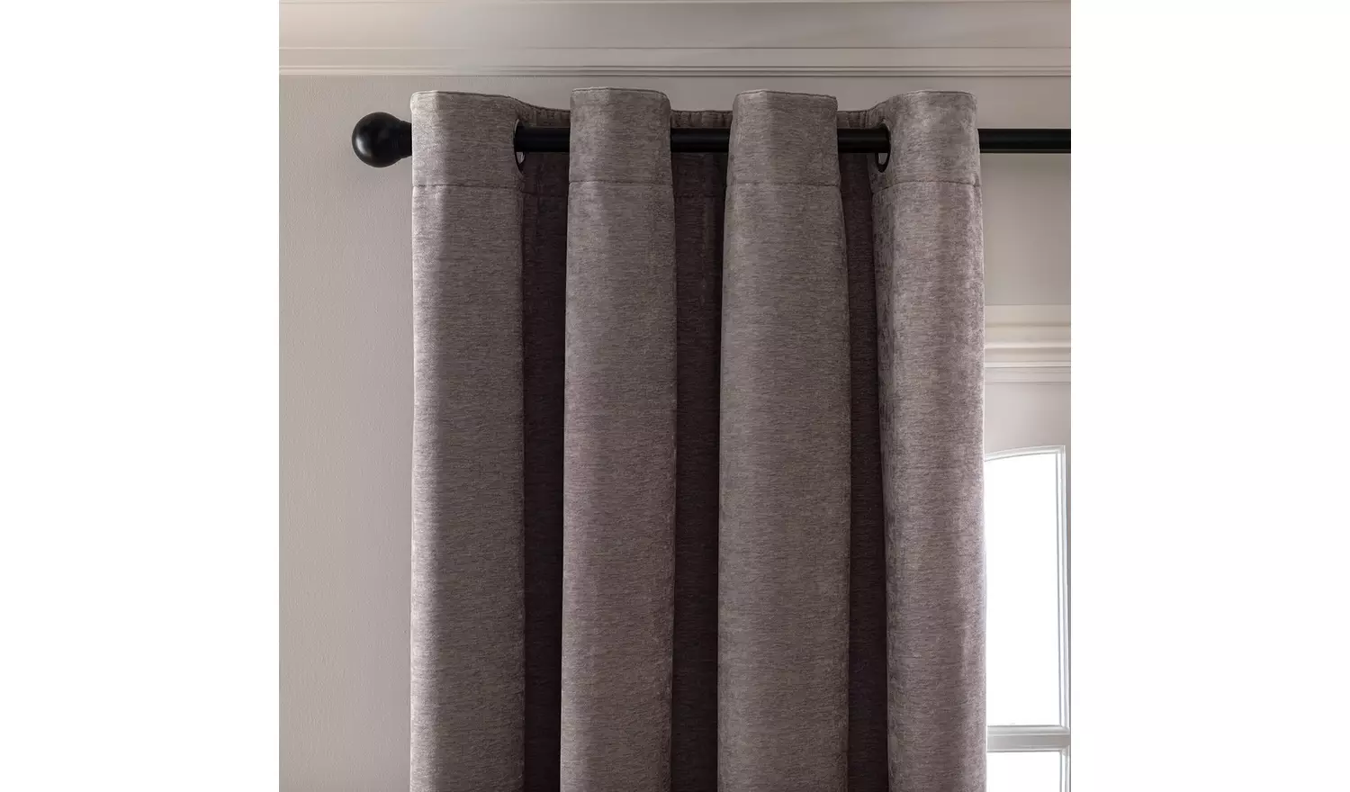 Habitat Plain Chenille Blackout Lined Curtain - Grey