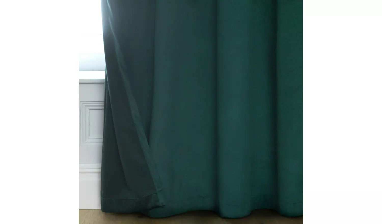 Habitat Plain Matt Velvet Eyelet Curtains - Emerald