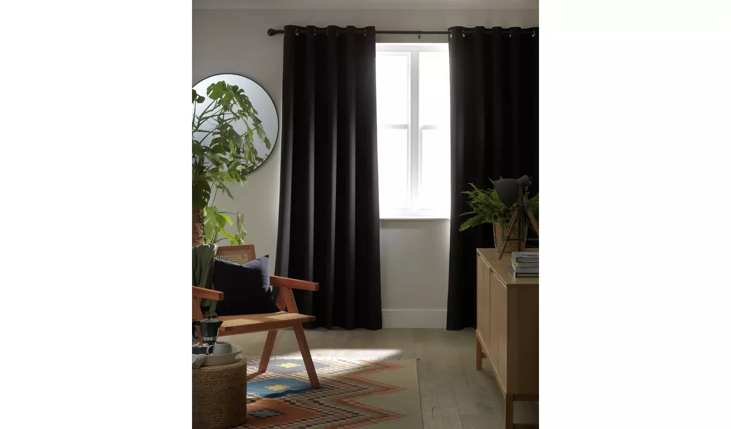 Habitat Blackout Plain Eyelet Curtains - Black