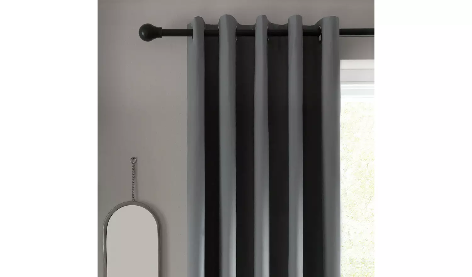 Habitat Blackout Plain Eyelet Curtains - Flint Grey