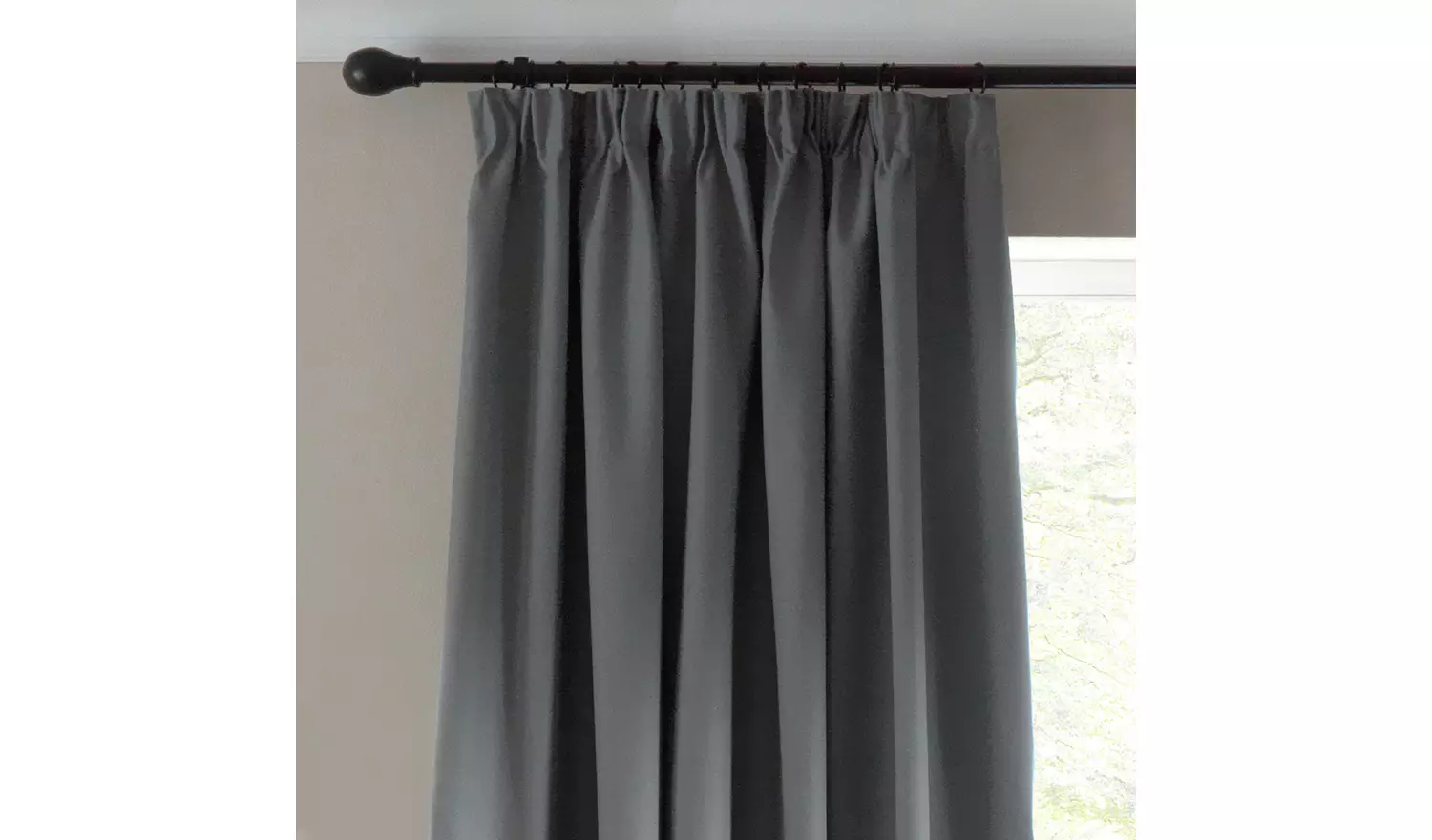 Habitat Blackout Plain Pencil Pleat Curtains - Grey