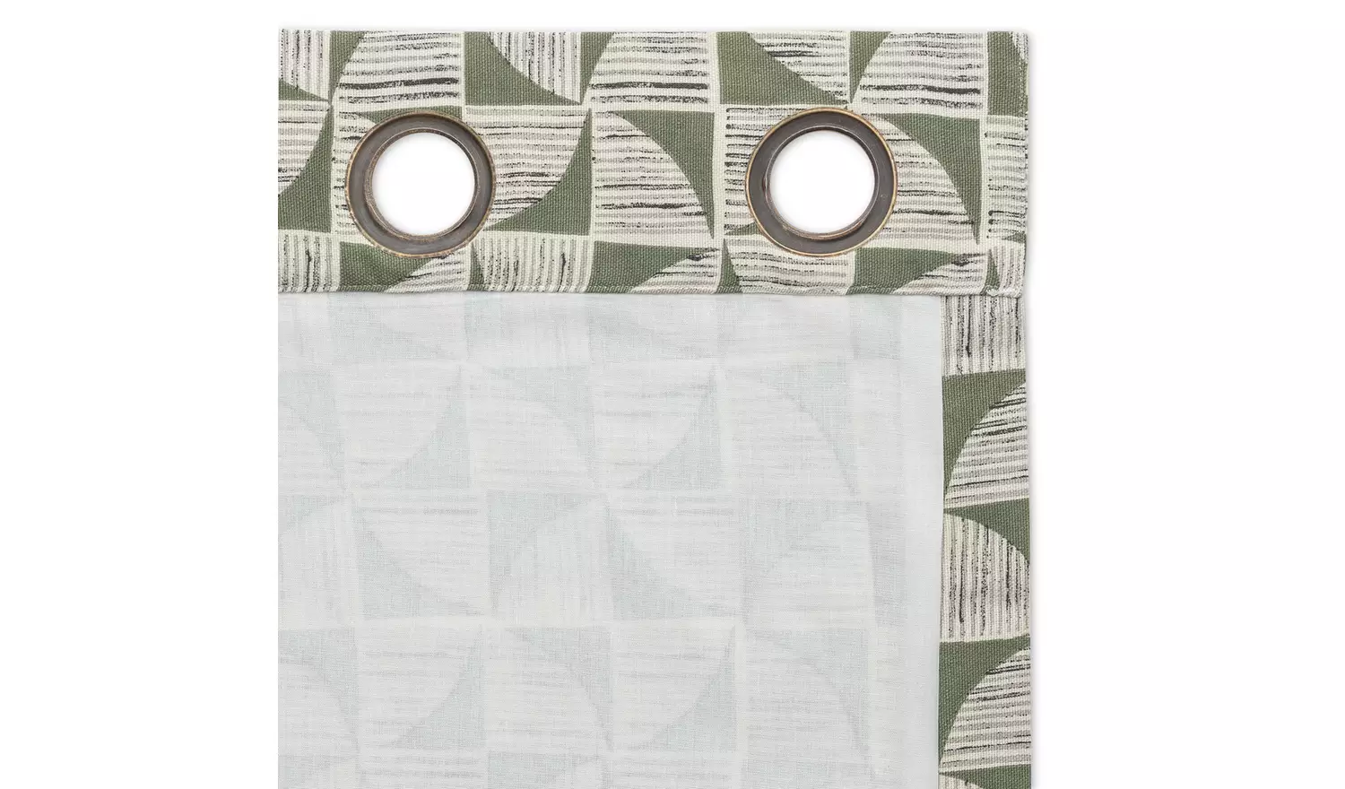 Habitat Cabin Geo Print Lined Eyelet Curtains - Green